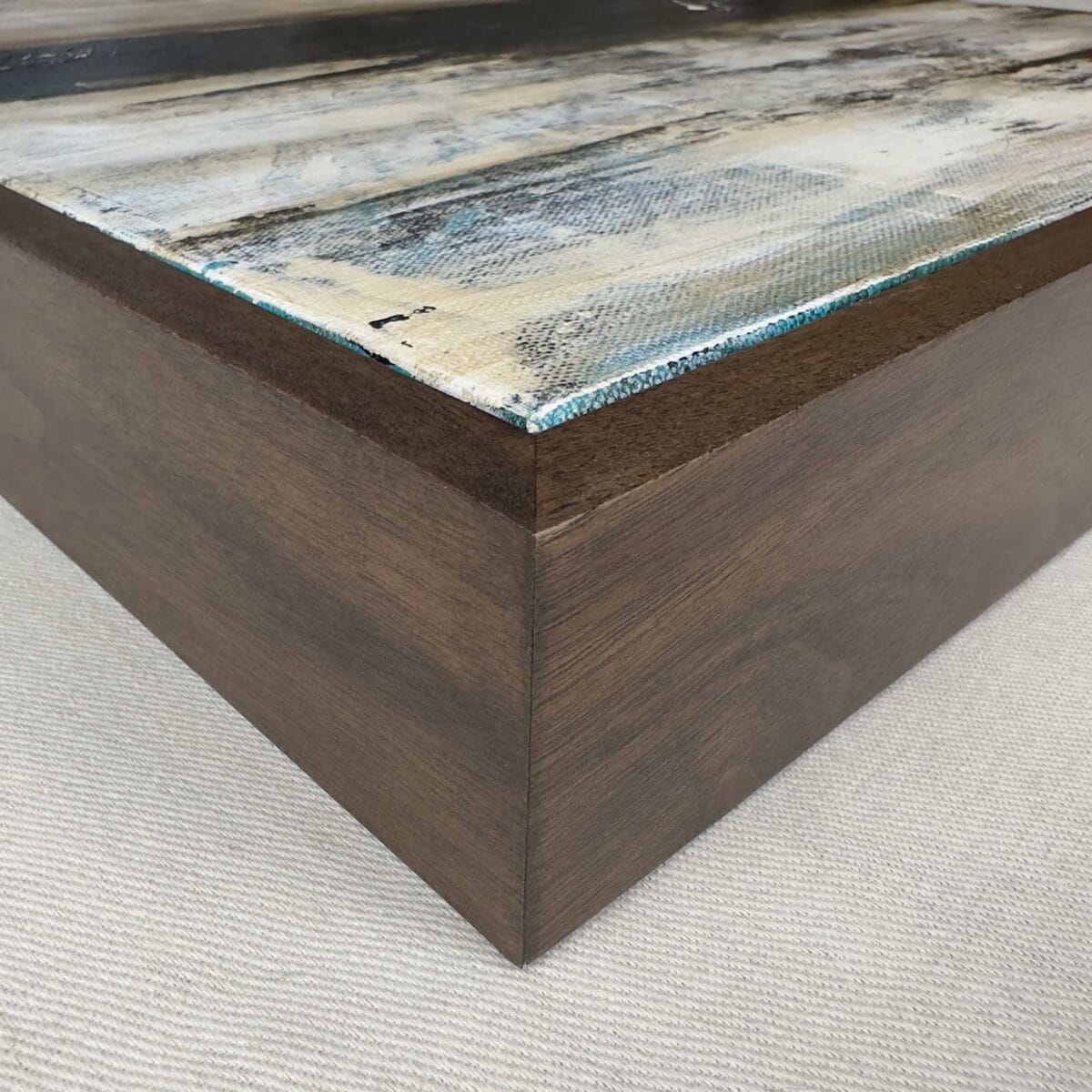 Walnut floating frame with dark stain